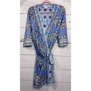 Gretchen Scott Dress Size MED Wrap Dress Blues Black Preppy